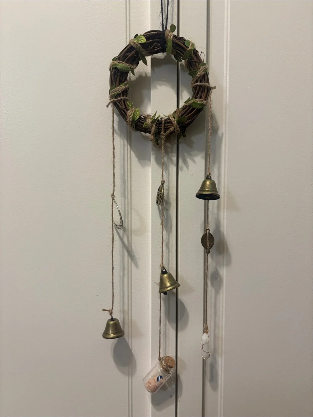 Rustic Green Vine Bell Hanging Wreath - Home Holiday Decor